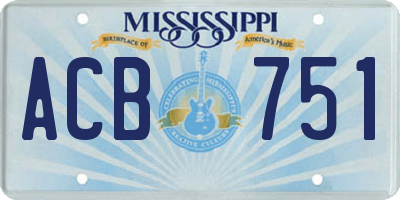 MS license plate ACB751