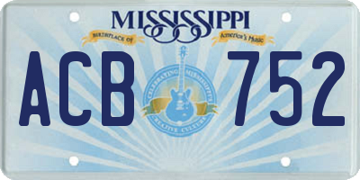 MS license plate ACB752
