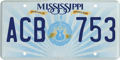 MS license plate ACB753