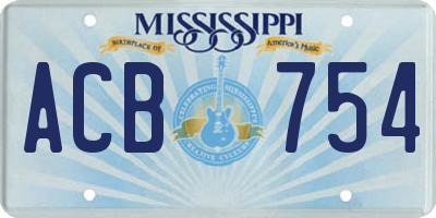 MS license plate ACB754