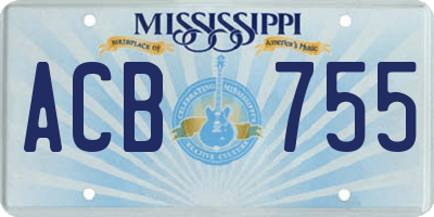 MS license plate ACB755