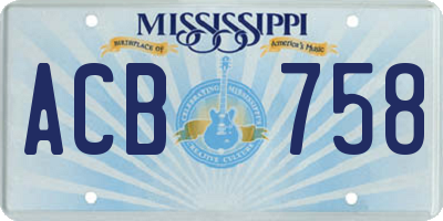 MS license plate ACB758