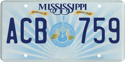 MS license plate ACB759