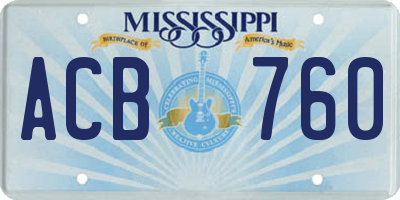 MS license plate ACB760
