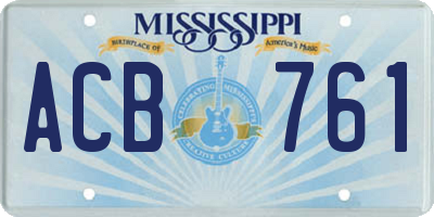 MS license plate ACB761