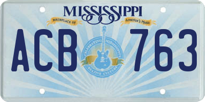MS license plate ACB763