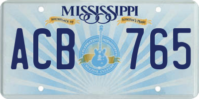 MS license plate ACB765