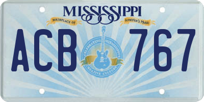 MS license plate ACB767