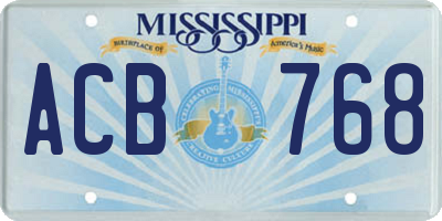 MS license plate ACB768