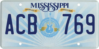 MS license plate ACB769