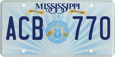 MS license plate ACB770