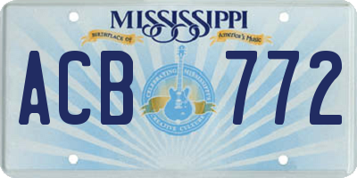 MS license plate ACB772
