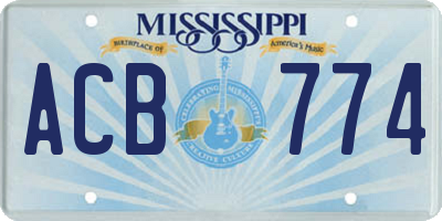 MS license plate ACB774