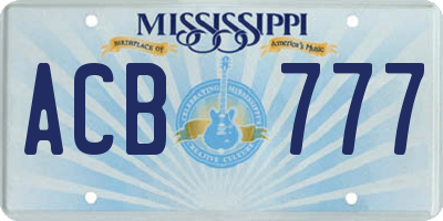 MS license plate ACB777