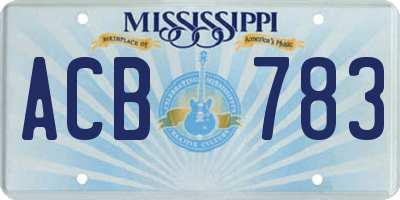 MS license plate ACB783