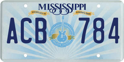MS license plate ACB784
