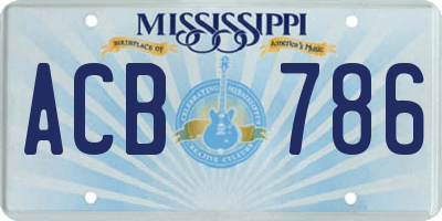 MS license plate ACB786