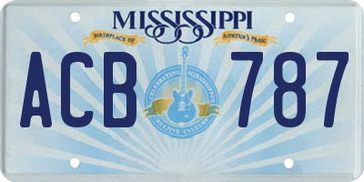 MS license plate ACB787