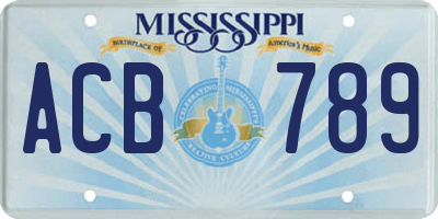 MS license plate ACB789