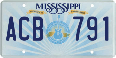 MS license plate ACB791