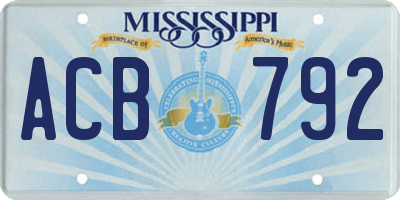 MS license plate ACB792