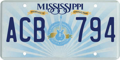 MS license plate ACB794