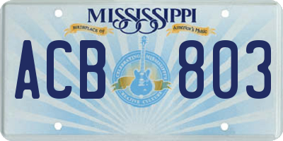 MS license plate ACB803