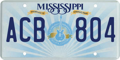 MS license plate ACB804