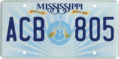 MS license plate ACB805