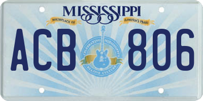 MS license plate ACB806