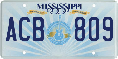 MS license plate ACB809