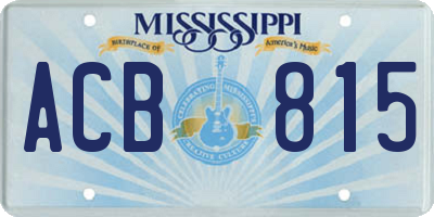 MS license plate ACB815