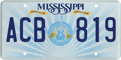 MS license plate ACB819