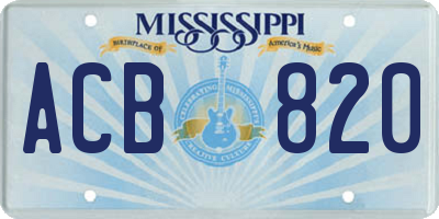 MS license plate ACB820