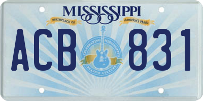 MS license plate ACB831