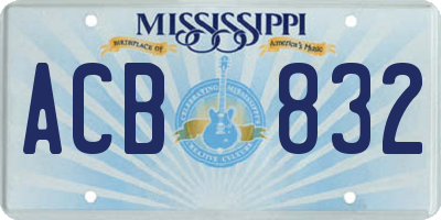 MS license plate ACB832