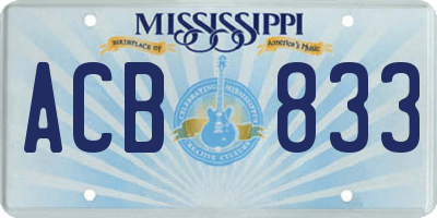 MS license plate ACB833