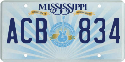 MS license plate ACB834
