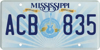 MS license plate ACB835