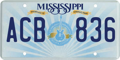 MS license plate ACB836