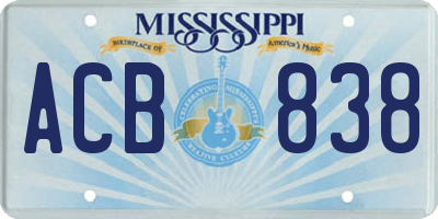MS license plate ACB838