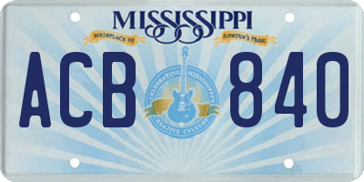 MS license plate ACB840