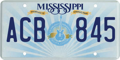 MS license plate ACB845
