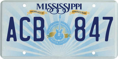 MS license plate ACB847