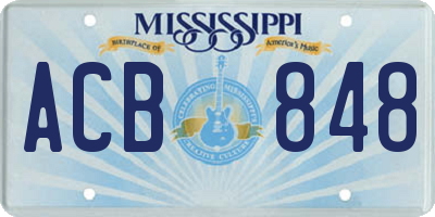 MS license plate ACB848