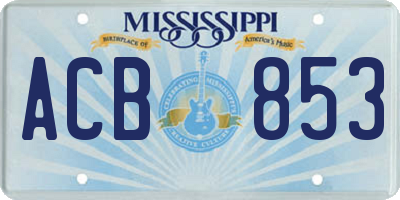 MS license plate ACB853