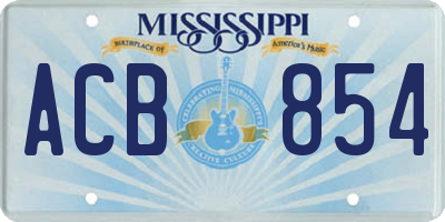 MS license plate ACB854