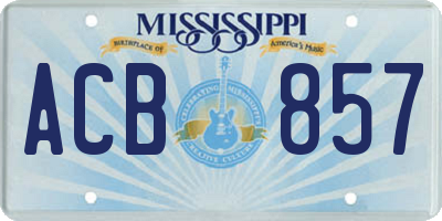 MS license plate ACB857