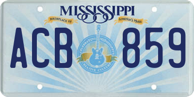 MS license plate ACB859