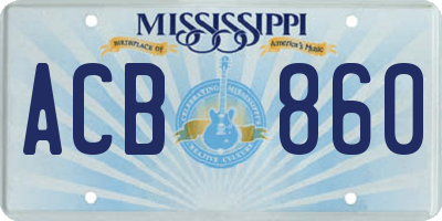 MS license plate ACB860